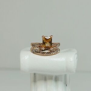 Rose Gold-Tone Plated Citrine Crystal Stackable Ring